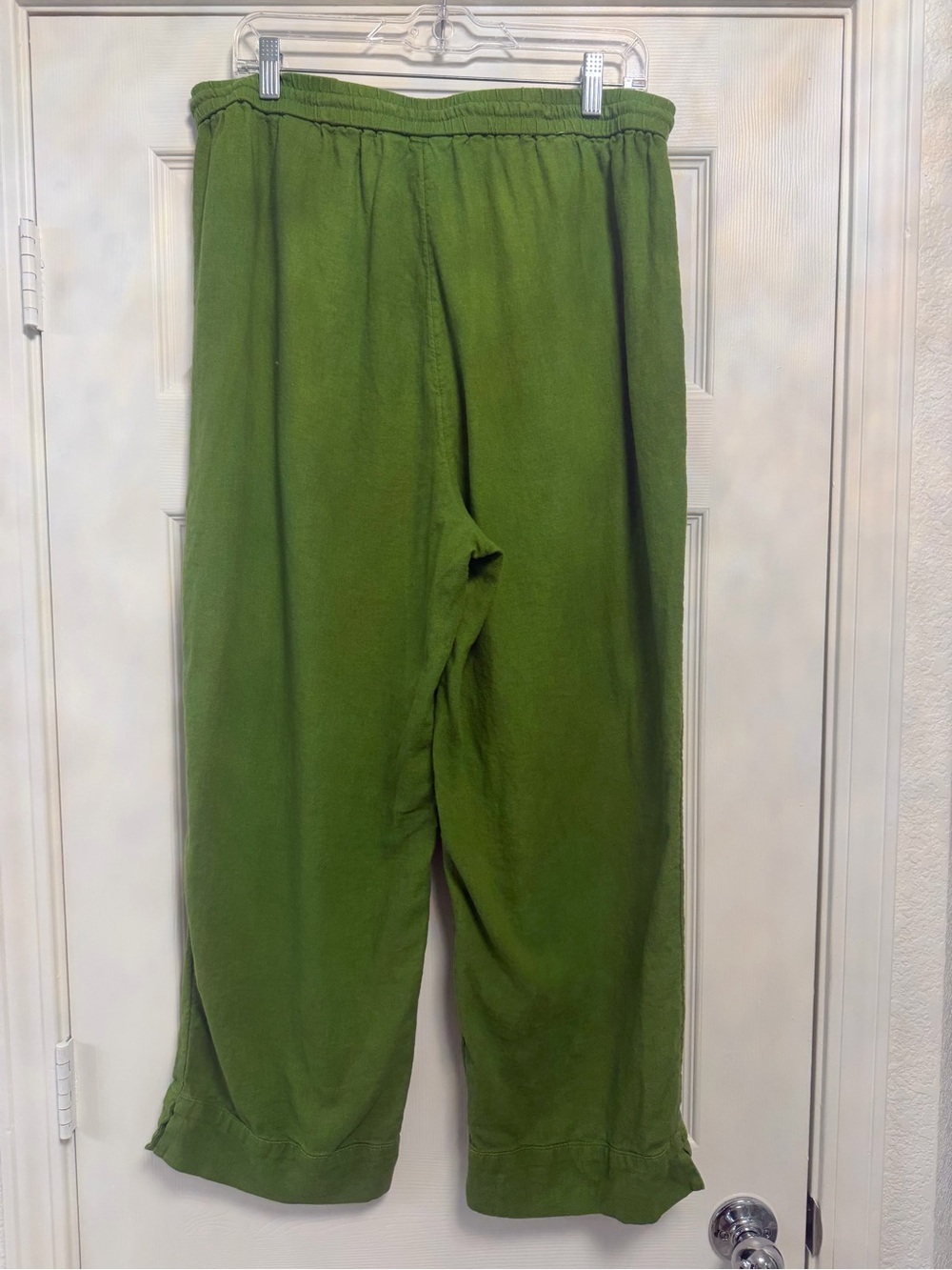 Banana Republic: Straight Linen Blend Women's Pull on Pant - Size L - Green - Picture 3 of 9